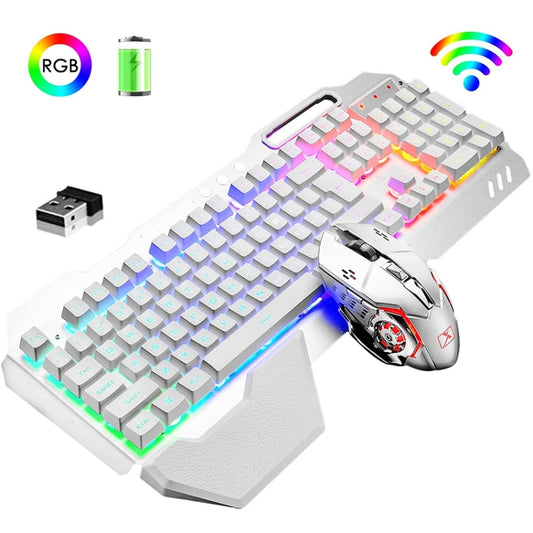 K680 RGB Rechargeable Gaming Wireless Keyboard and Mouse Set(White) by buy2fix