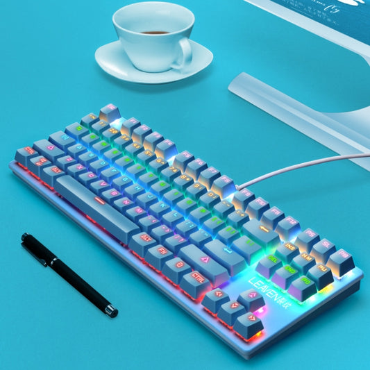 LEAVEN K550 87 Keys Green Shaft Gaming Athletic Office Notebook Punk Mechanical Keyboard, Cable Length: 1.8m(Blue) by buy2fix