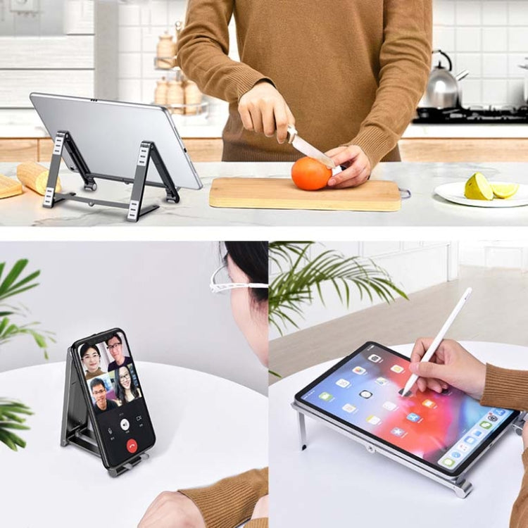 Metal Laptop Stand Computer Cooling Folding Mini Flat Raised Bracket(Silver) by buy2fix