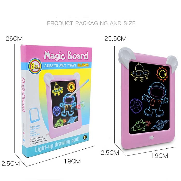 LED Luminous Drawing Board Electronic Fluorescent Writing Board Children Light Painting Message Board(Blue) by buy2fix