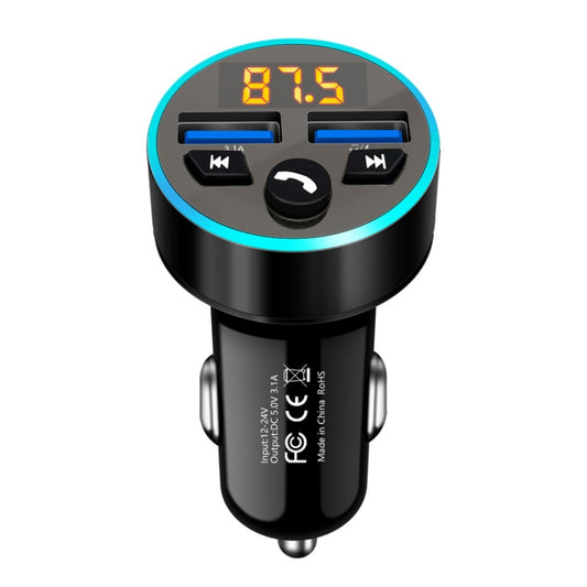 Halo Car MP3 Bluetooth Player Car Charger Car FM Transmitter 3.1A Car Charger(Elegant Black) by buy2fix