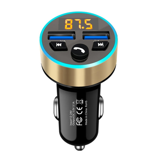 Halo Car MP3 Bluetooth Player Car Charger Car FM Transmitter 3.1A Car Charger(Tyrant Gold) by buy2fix