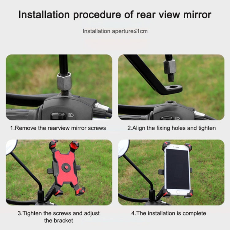 Electric Bicycle Mobile Phone Holder Can Be Rotated 360-degree Mobile Phone Holder Four-way Adjustment Bracket for Motorcycle, Style:Handlebars(Black) by buy2fix