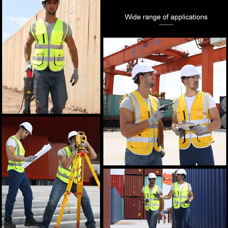 Multi-pockets Safety Vest Reflective Workwear Clothing, Size:XXL-Chest 130cm(Yellow Blue) by buy2fix