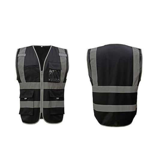 Multi-pockets Safety Vest Reflective Workwear Clothing, Size:XL-Chest 124cm(Black) by buy2fix