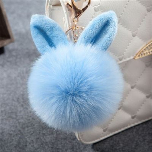 Fur Pom Keychains Fake Rabbit Fur Ball Keychain(blue) by buy2fix