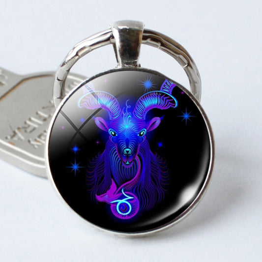Zodiac Sign Keychain 12 Constellation Pendant Single Face Keyring by buy2fix