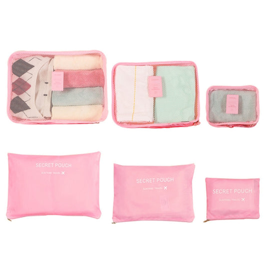 6 PCS/Set Travel Bag ClothesLuggage Organizer High Capacity Mesh Packing Cubes(Rose red) by buy2fix