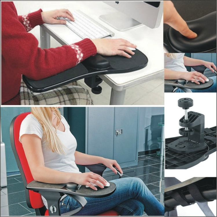 Rotation Computer Desktop Laptop Mouse Tray Elbow Pad Wrist Rest Plate Support Install on Desk and Chair by buy2fix