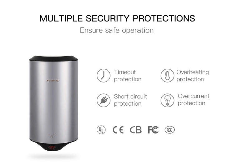 304 Stainless Steel Automatic SensorJet Hand Dryer High Speed Airflow for Home Hotel Airport Hands Drying Machine(Brushed silver) by buy2fix