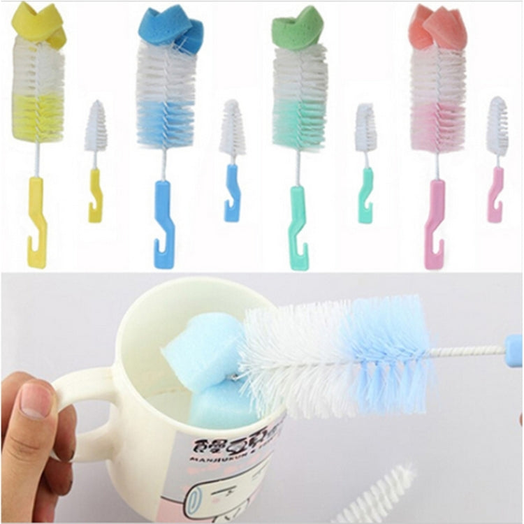 2 Sets Baby Nipple Milk Bottle Cup 360 Degree Sponge Cleaner Pacifier Brush, Random Color Delivery by buy2fix