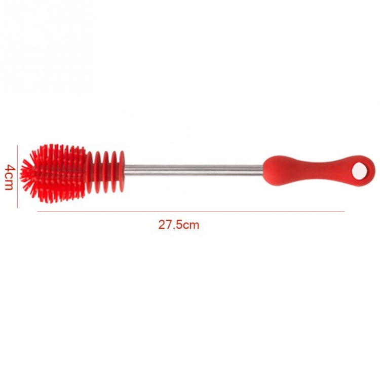 Washing Cleaning Rotary Handle Long Handle Scrubbing Feeding-bottle Brush(Red) by buy2fix