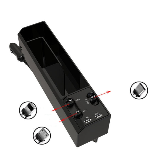 Car Seat Storage Box With Cable Car USB Charger, Style:3-wire by buy2fix