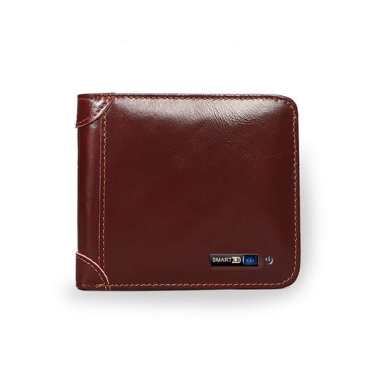 Men Leather Business Wallet Smart Anti-Lost Anti-Theft Wallet, Style:Smart(Wine Red) by buy2fix