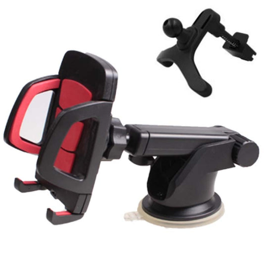 Car Phone Holder Car Air Outlet Mobile Phone Holder Suction Cup Navigation Instrument Panel General, Style:3 in 1(Red) by buy2fix