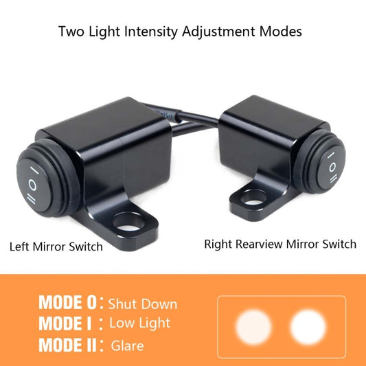 2 PCS / Set Motorcycle LED Lights Rearview Mirror Left And Right Switches Waterproof Boat-Shaped Switches by buy2fix