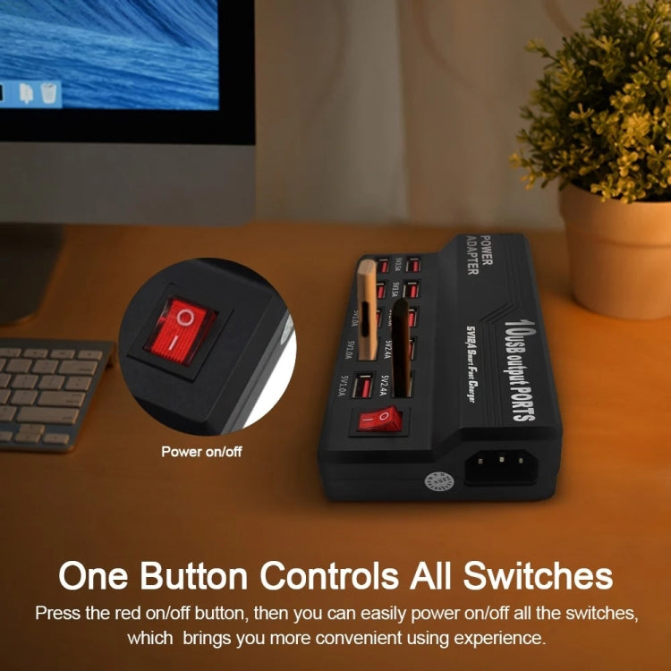 100-240V USB Interface Smart Fast Charge Digital Electronic Charger Multifunctional Charger, US Plug, Style:10 Ports by buy2fix