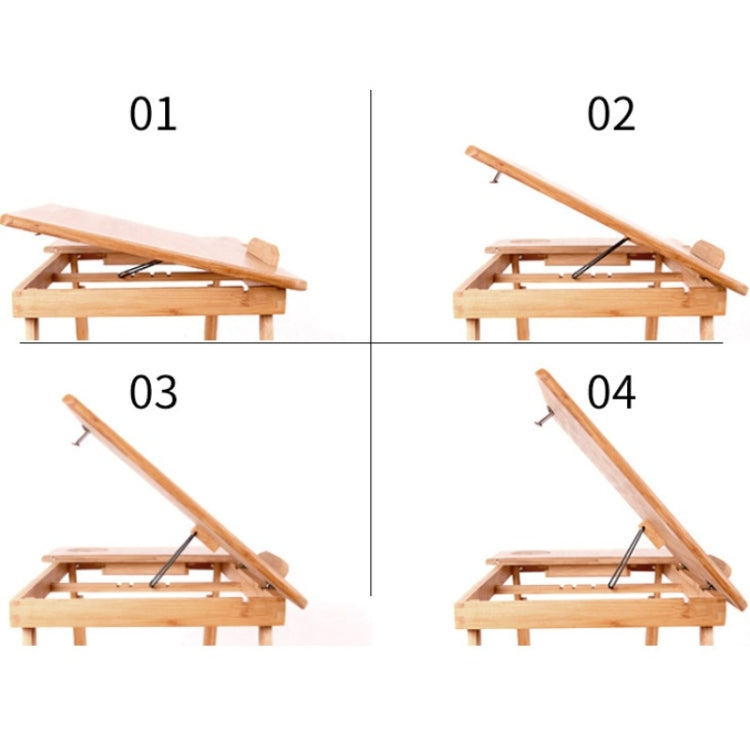 Folding Laptop Desk Bed Card Slot Lifting Type Lazy Computer Desk, Size: Medium (54cm), Style:with Drawer by buy2fix