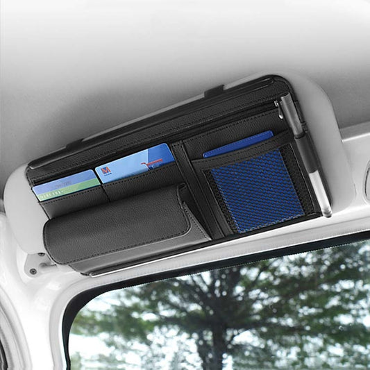 Car Sun Block Glasses Case Document Holder Car Plastic Frame Zipper Type Multi-Function Card Bag Storage Bag(Black) by buy2fix