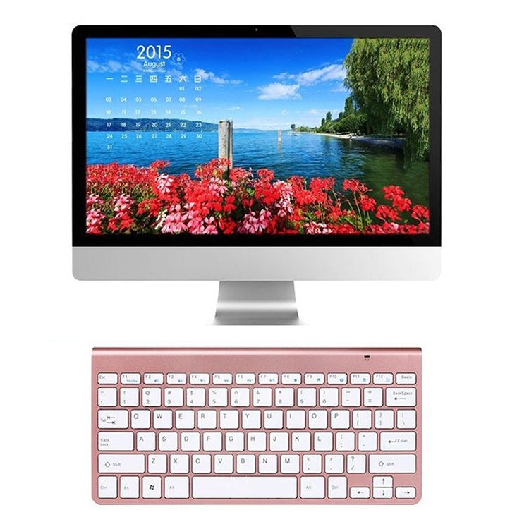 USB External Notebook Desktop Computer Universal Mini Wireless Keyboard Mouse, Style:Keyboard(Rose Gold) by buy2fix