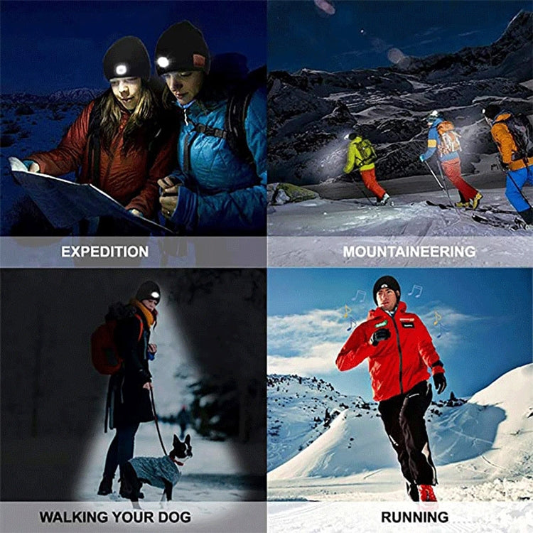 Outdoor Night Running Night Fishing LED Light Illumination Bluetooth 5.0 Knitted Hat (Black) by buy2fix