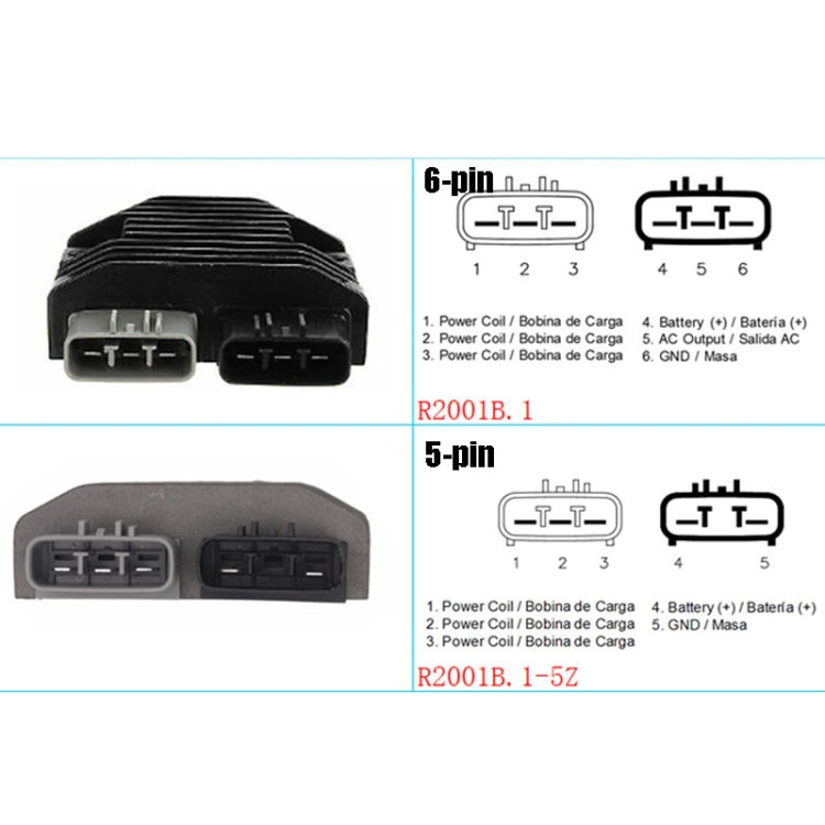2001B.1 Motorcycle Rectifier For Can-Am Commander 1000 RHINO700/YXR700, Style:6-pin by buy2fix