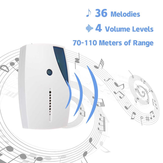513E Waterproof LED Wireless Doorbell Remote Control Door Bell with 36 Tune Chimes Songs by buy2fix