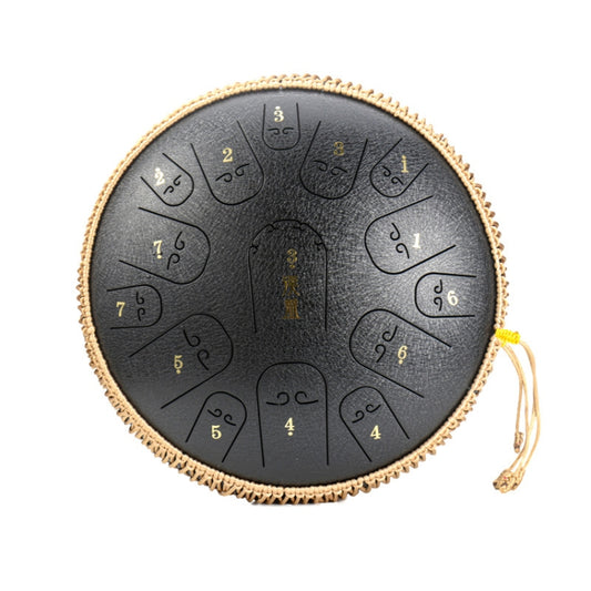 15-Tone Ethereal Drum 14-Inch Steel Tongue Drum Hollow Drum Sanskrit Drummer Disc(Black) by buy2fix