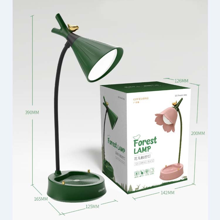 GIVELONG Forest Bird LED Touch Usb Table Lamp With Mobile Phone Holder Bedroom Bedside Night Light(GL363-4 Green) by buy2fix