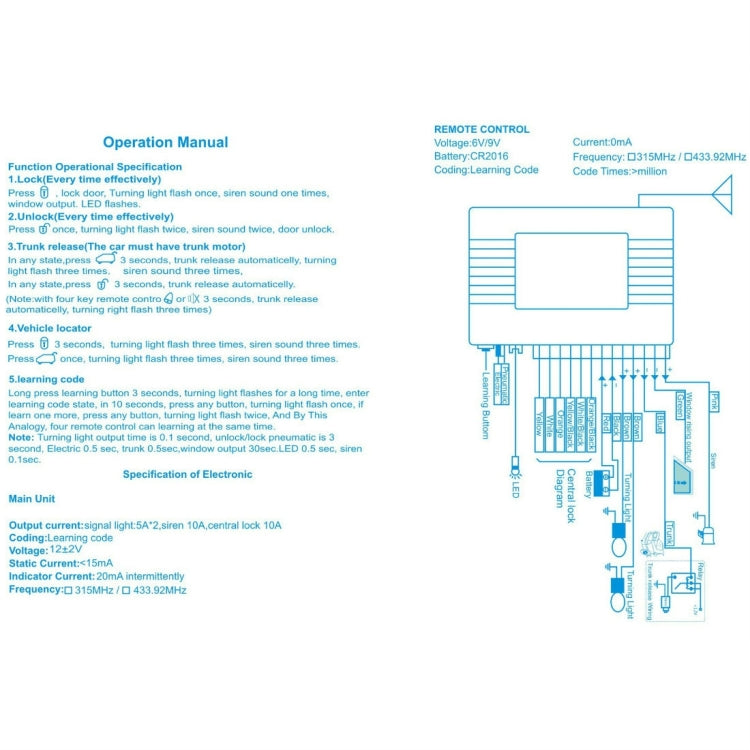 3pcs /Set Car Central Control Lock Keyless Entry Remote Control Switch Lock With Open Trunk by buy2fix