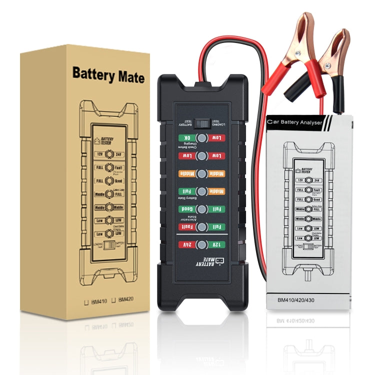 YAWOA BM410 Storage Battery Tester 12V/24V Load Test LED Smart Car Battery Tester Clip by buy2fix