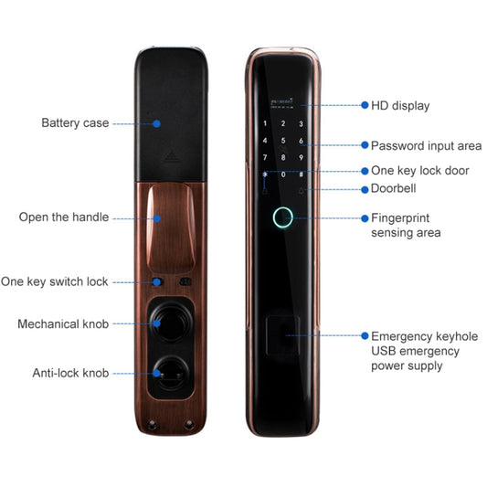 Smart Wifi Anti-Theft Fingerprint Password Lock Mobile Phone Remote Control Electronic Door Lock Magnetic Card Lock, Specification: SM-SL808 Automatic Black by buy2fix