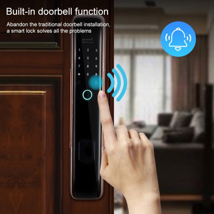 Smart Wifi Anti-Theft Fingerprint Password Lock Mobile Phone Remote Control Electronic Door Lock Magnetic Card Lock, Specification: SM-SL808 Automatic Black by buy2fix