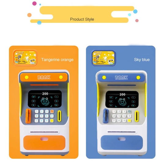 Simulation Face Recognition ATM Cash Deposit Box Simulation Password Automatic Rolling Money Safe Deposit Box, Colour: Orange (Battery Version) by buy2fix