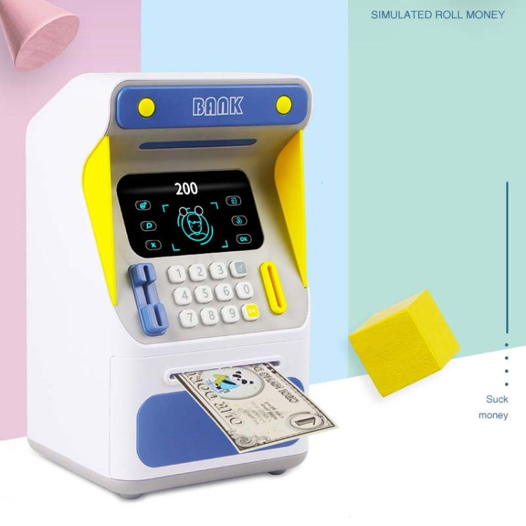 Simulation Face Recognition ATM Cash Deposit Box Simulation Password Automatic Rolling Money Safe Deposit Box, Colour: Blue (Charging Version) by buy2fix