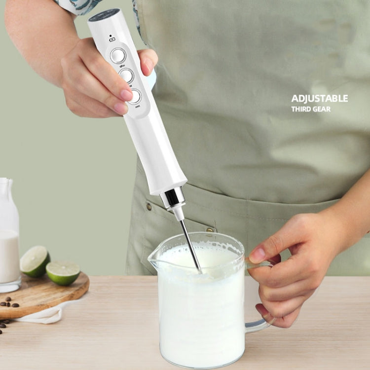 Whisk Household Electric Baking Mini Wireless Hand-Held Charging Stirrer Milk Frother(White) by buy2fix