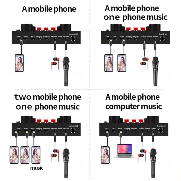 V8S Sound Card Mobile Phone Computer Anchor Live K Song Recording Microphone, Specification:V8S + Golden Net BM700 Set by buy2fix