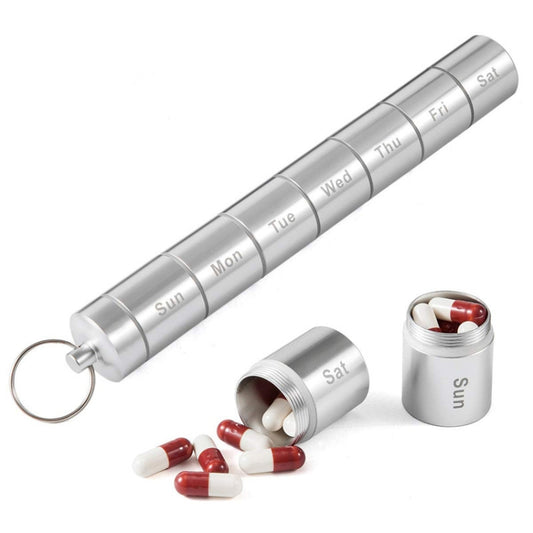Sealed Waterproof 7 Days Split Aluminum Alloy Metal Pill Box by buy2fix