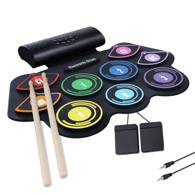 Hand-Rolled Drum Set Color Electronic Drum Lithium Battery Rechargeable Silicone Drum Set by buy2fix