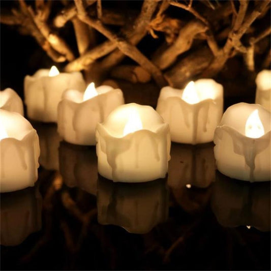 12 PCS/Box LED Candle Electronic Tea Wax Simulation Tears Electronic Candle Light Wedding Decoration Candle Light(Warm White) by buy2fix