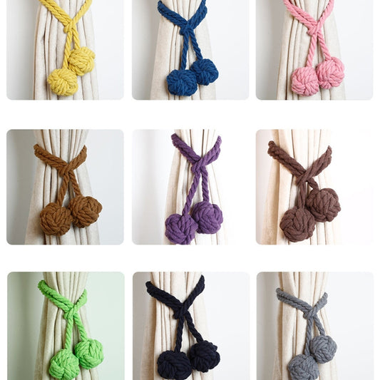 CK12 4 PCS Curtain Buckle Free Installation Cotton Roll Hanging Ball Curtain Strap(Beige) by buy2fix