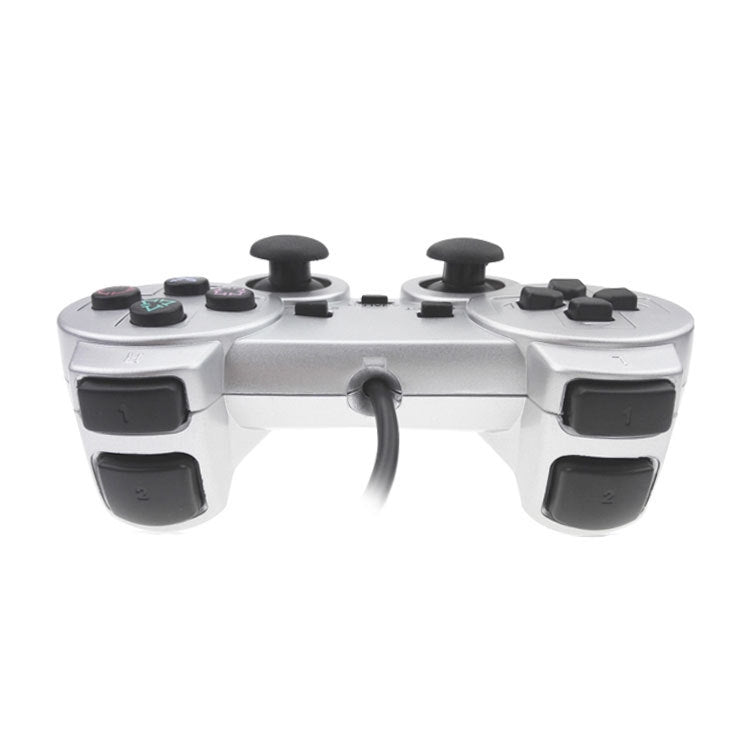 Wired Gamepad Dual Motor Vibration Silver Fuel Injection Gamepad Suitable For PS2 by buy2fix