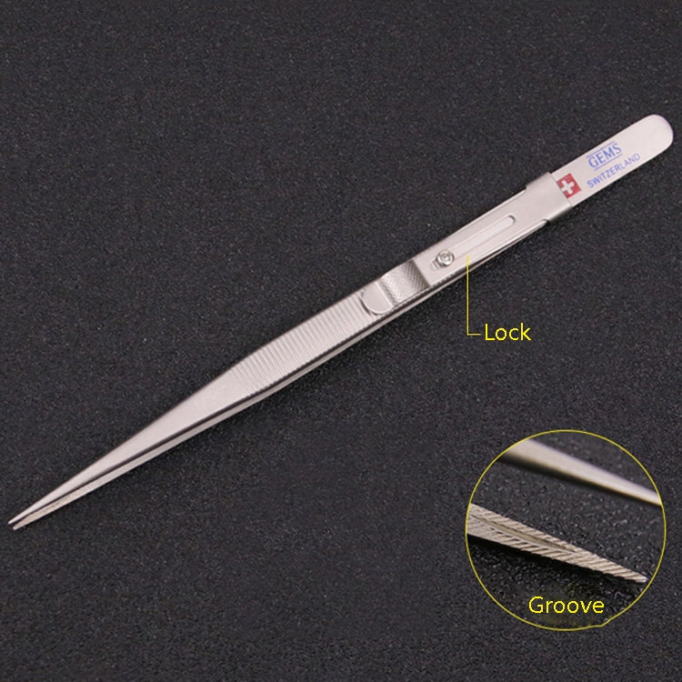 Non-Slip Diamond Tweezers Jewelry Tweezers Elastic Stainless Steel Gem Diamond Clips Durable Tools Tweezers With Slot and Lock by buy2fix