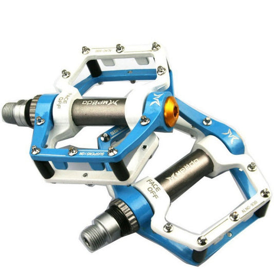MPEDA Mountain Bike Bearing Pedal Ultra-Light Aluminum Alloy Non-Slip Bearing Pedal, Size: 930(White Blue) by MPEDA