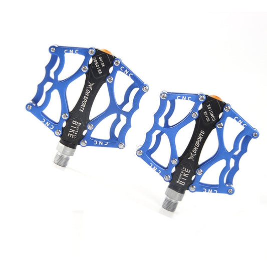 Bicycle Pedal Mountain Bike Aluminum Alloy Palin Pedal Non-Slip Bearing Pedal(901 Blue) by buy2fix