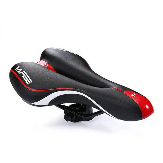YAFEE YF-1034-3 Soft Mountain Bike Seat Mountain Bike Hollow Breathable Saddle Seat Cushion Bicycle Seat(Black Red) by YAFEE