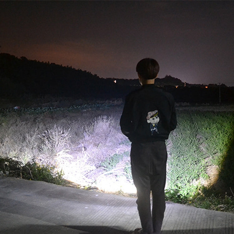 Telescopic Zoom Strong Light Flashlight Strong Magnetic Rechargeable LED Flashlight, Colour: Silver Head (No Battery, No Charger) by buy2fix