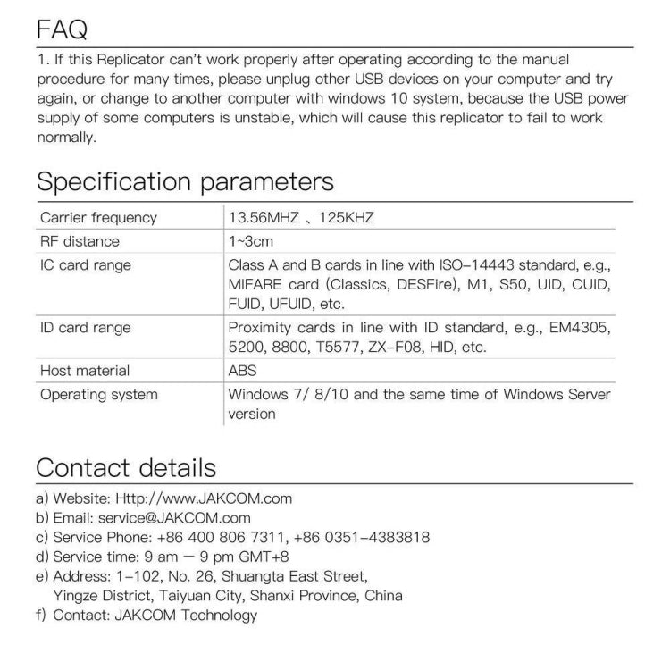 JAKCOM CD2 Access Control Proximity Card Duplicator RFID/ICID Card Reader Card Reader by JAKCOM