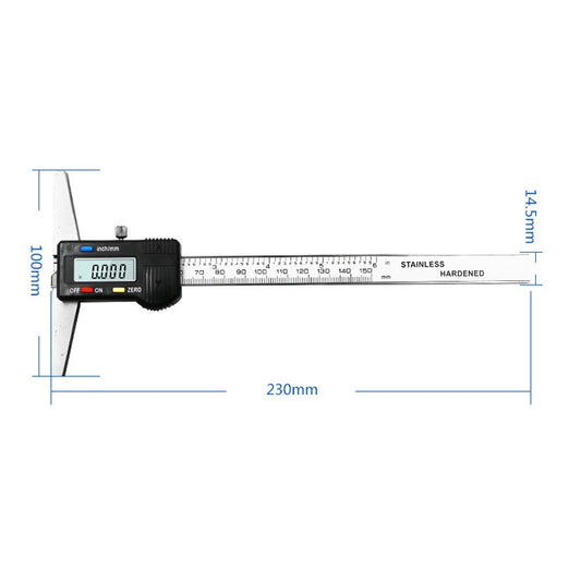 0-150mm Digital Display Depth Gauge Caliper Vernier Caliper Depth Measuring Ruler by buy2fix