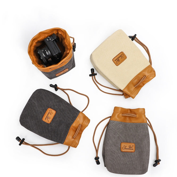 S.C.COTTON Liner Bag Waterproof Digital Protection Portable SLR Lens Bag Micro Single Camera Bag Photography Bag, Colour: Beige L by buy2fix